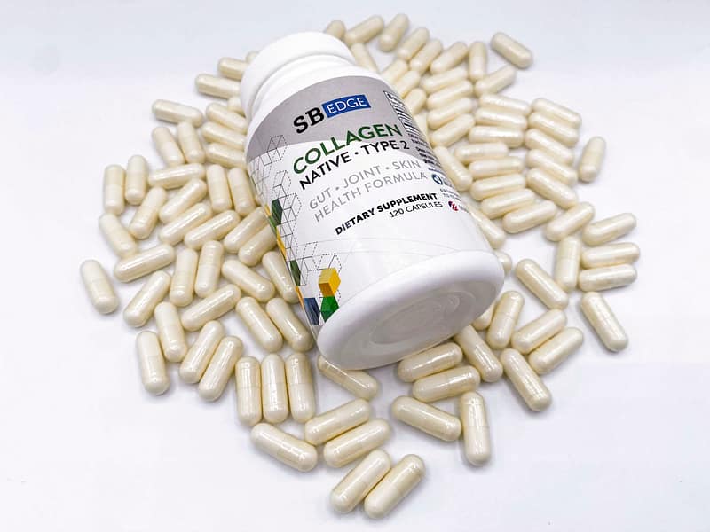 Collagen Native Type 2 Bottle surrounded by pills